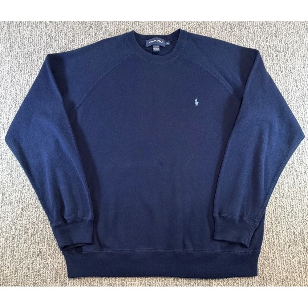 Vintage Polo Golf Ralph Lauren Sweatshirt Mens XL Navy Blue Crewneck Made in USA